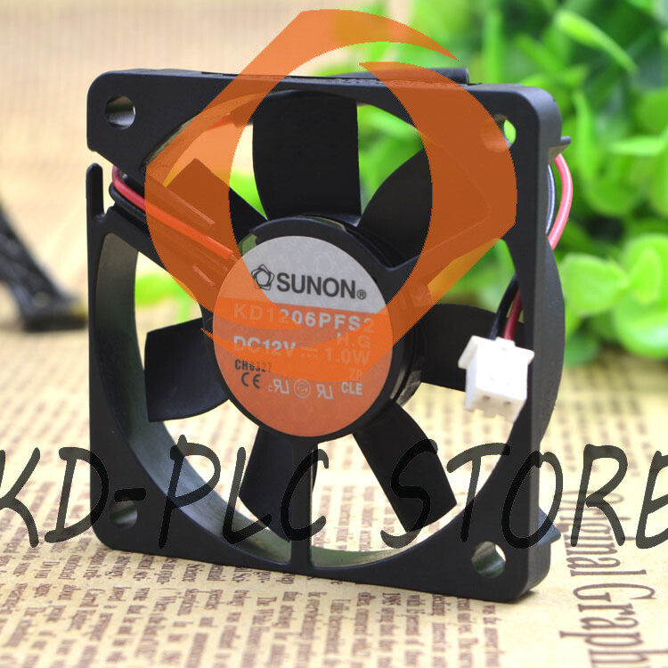 New 2pcs SUNON KD1206PFS2 DC12V 1W 2 wire 60x60x10mm Case Cooling Fan
