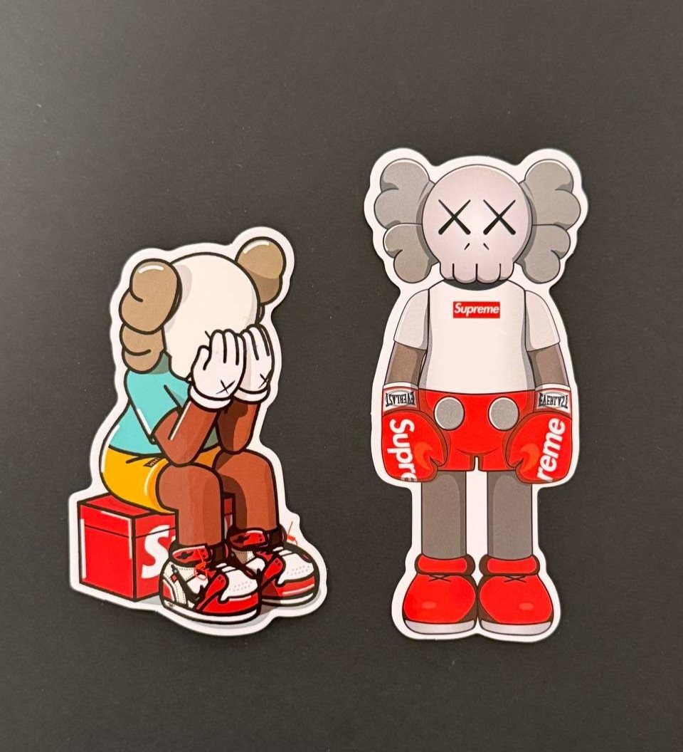 2 x  Vinyl Sticker Label  Kaws Figure for Luggage/Computer/etc.