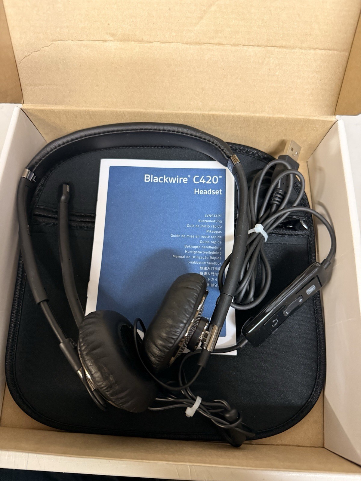 Open Box Plantronics Blackwire C420 Wired USB Stereo Noise Cancelling Headset