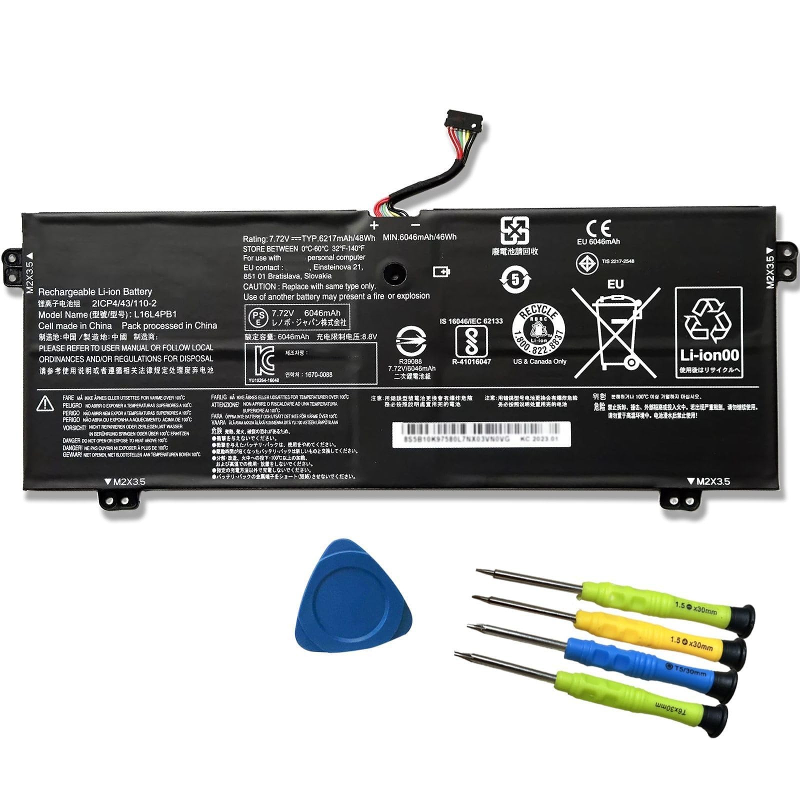 Laptop Battery Replacement for Lenovo Yoga 720 730 Series 7.72V 48Wh 6217mAh 4-C