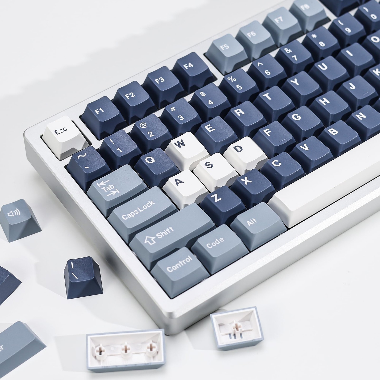 174 Keys KBDiy Fishing PBT Double Shot Blue Keycap Set Cherry Profile Retro
