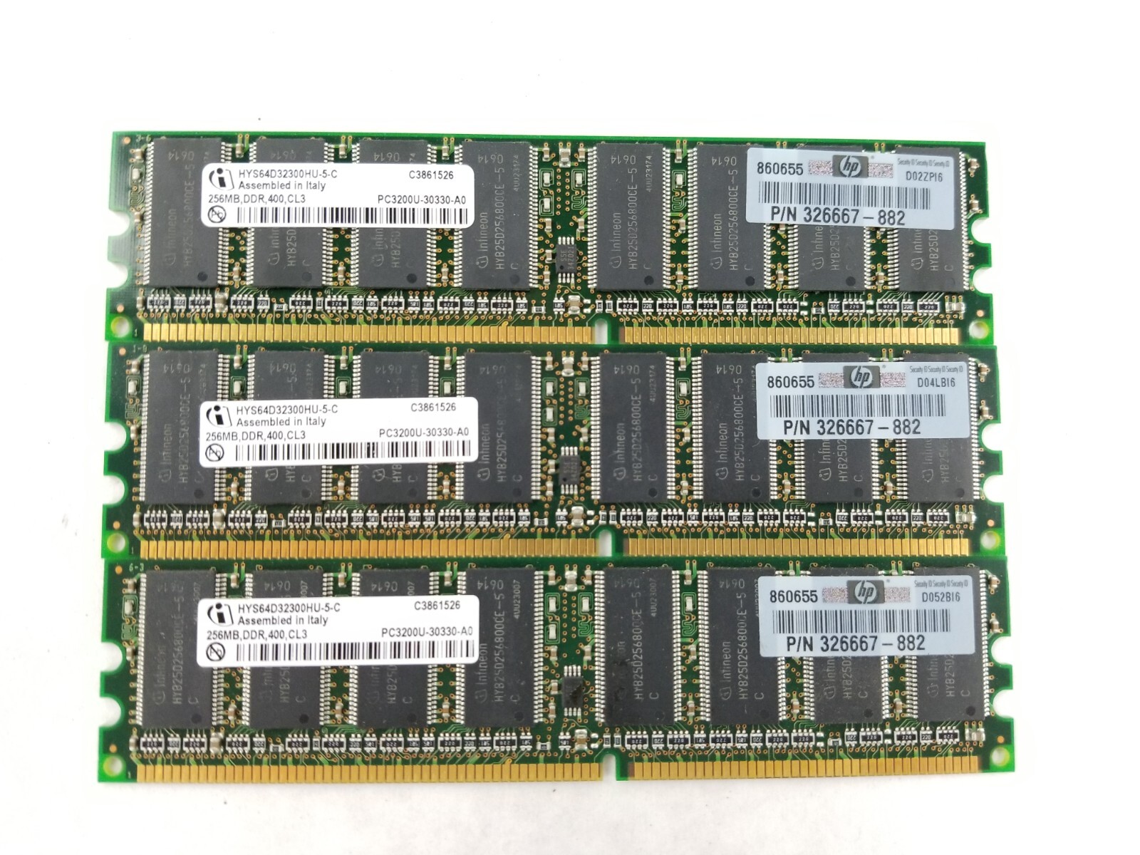 Lot of (5) Infineon HYD64D32300HU-5-C 256MB DDR 400 CL3 PC3200U-30330-A0