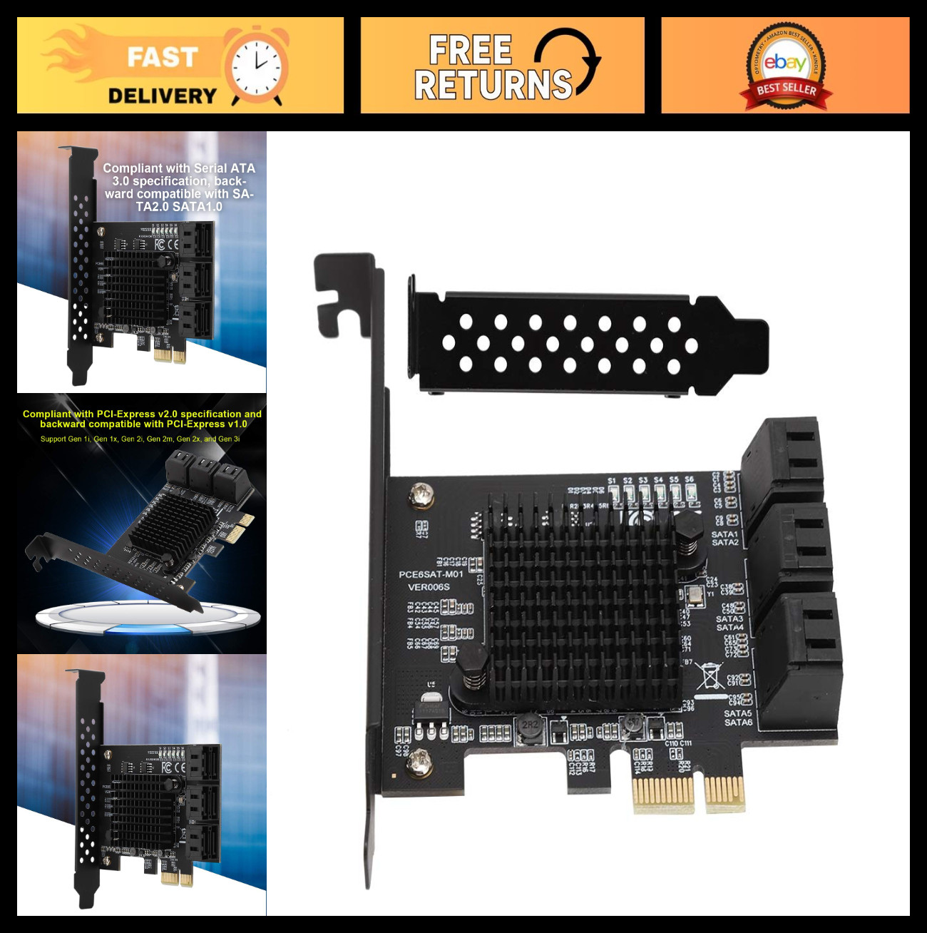 6-Port SATA III RAID Controller Card, PCI Express 2.0 Expansion for HDDs 6Gbps