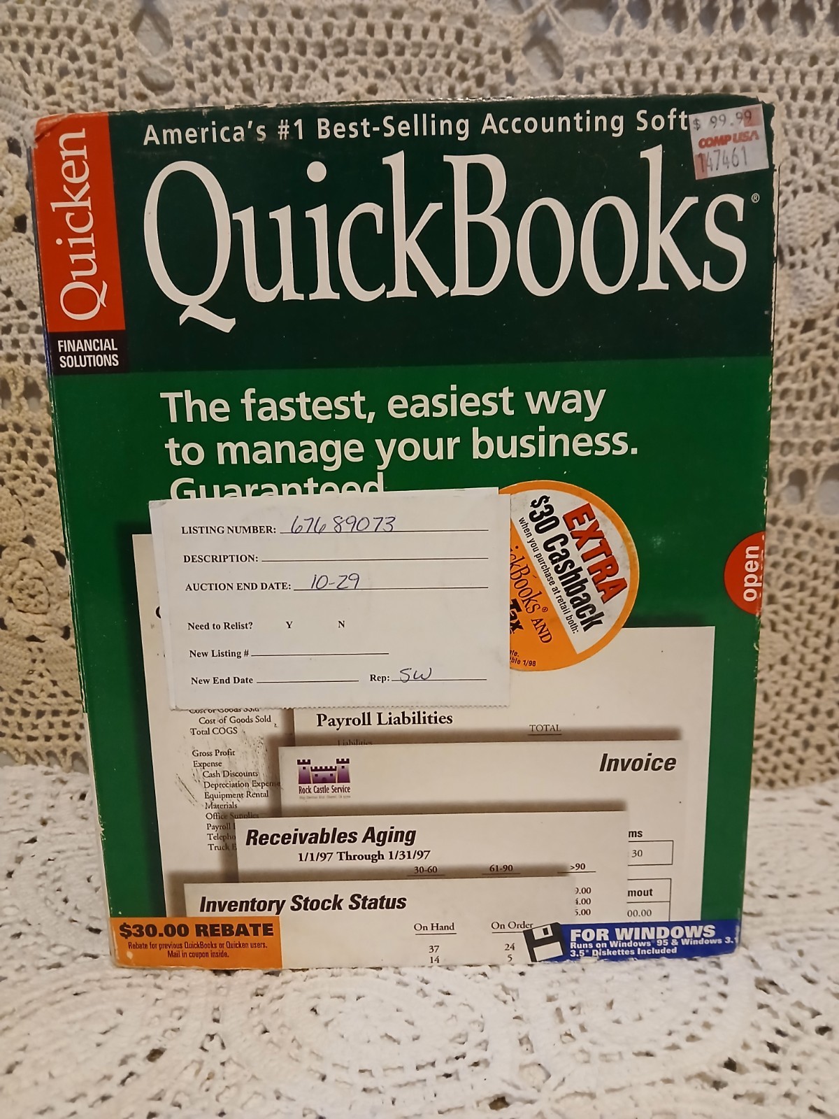 New Vintage QuickenQuickbooks Version 5.0 windows 95 windows 3.1 3.5” Diskettes