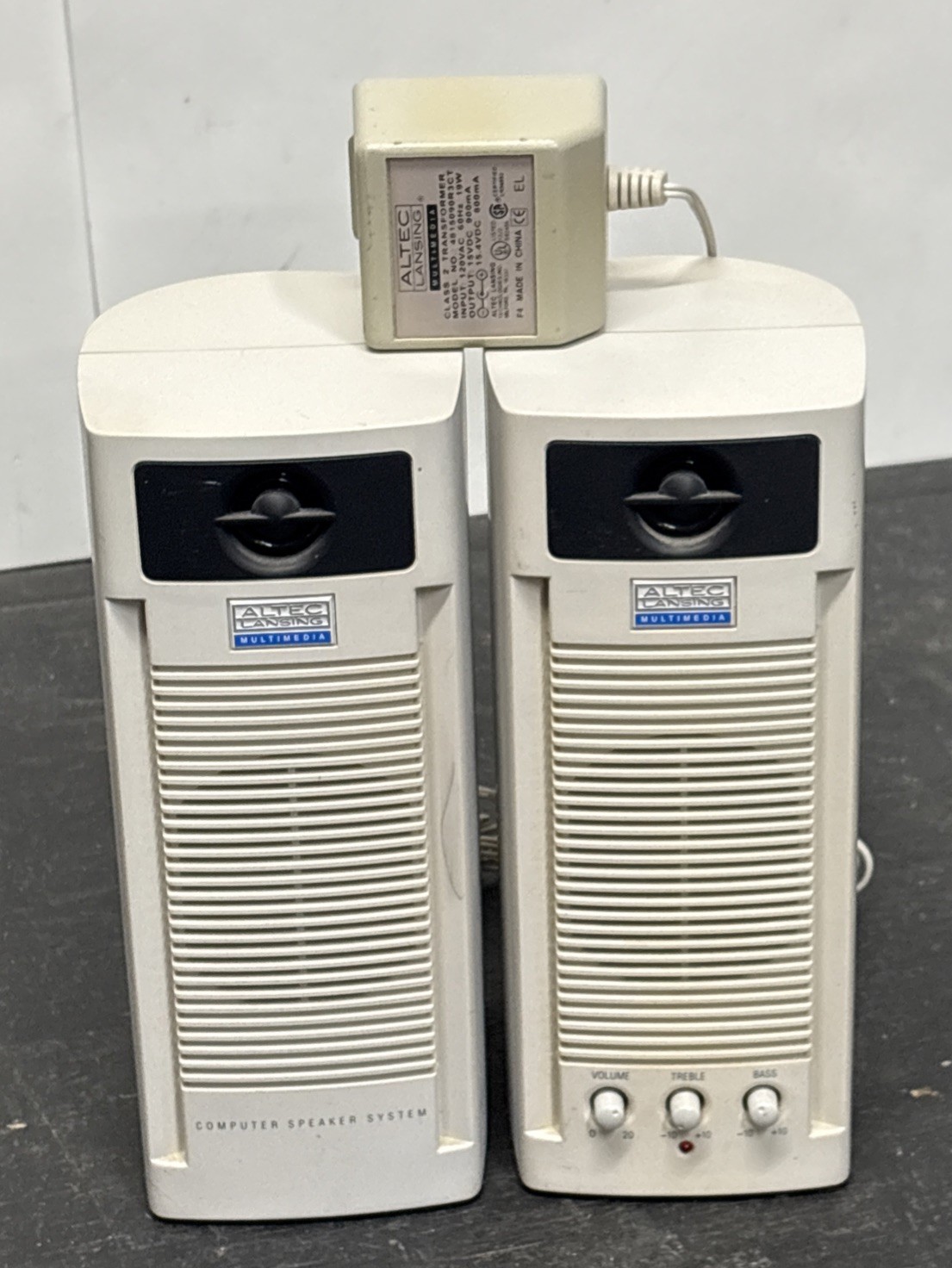Vintage Altec Lansing ACS40 Computer Speakers 2.0 Retro PC Tested W/Audio Cable