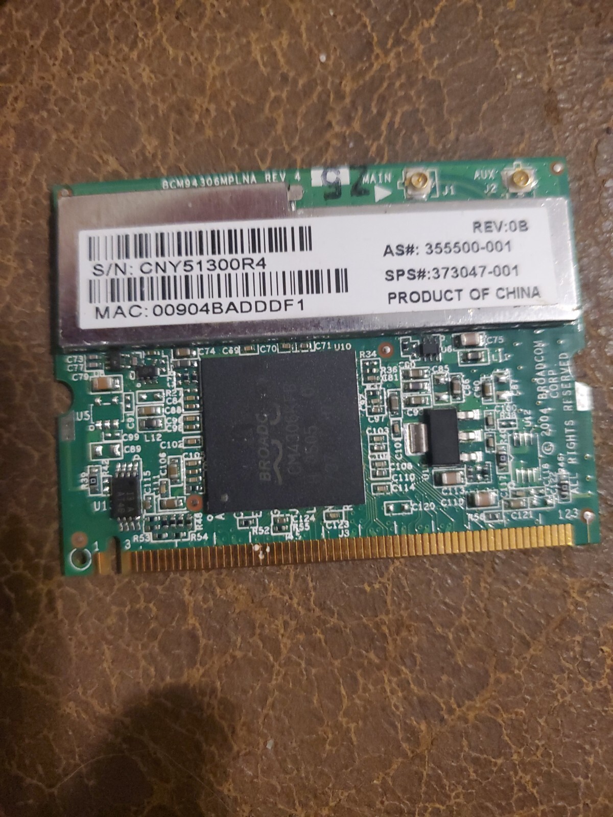 Wireless (Wi-Fi) Card, HP Broadcom 54g Max Performance 802.11g