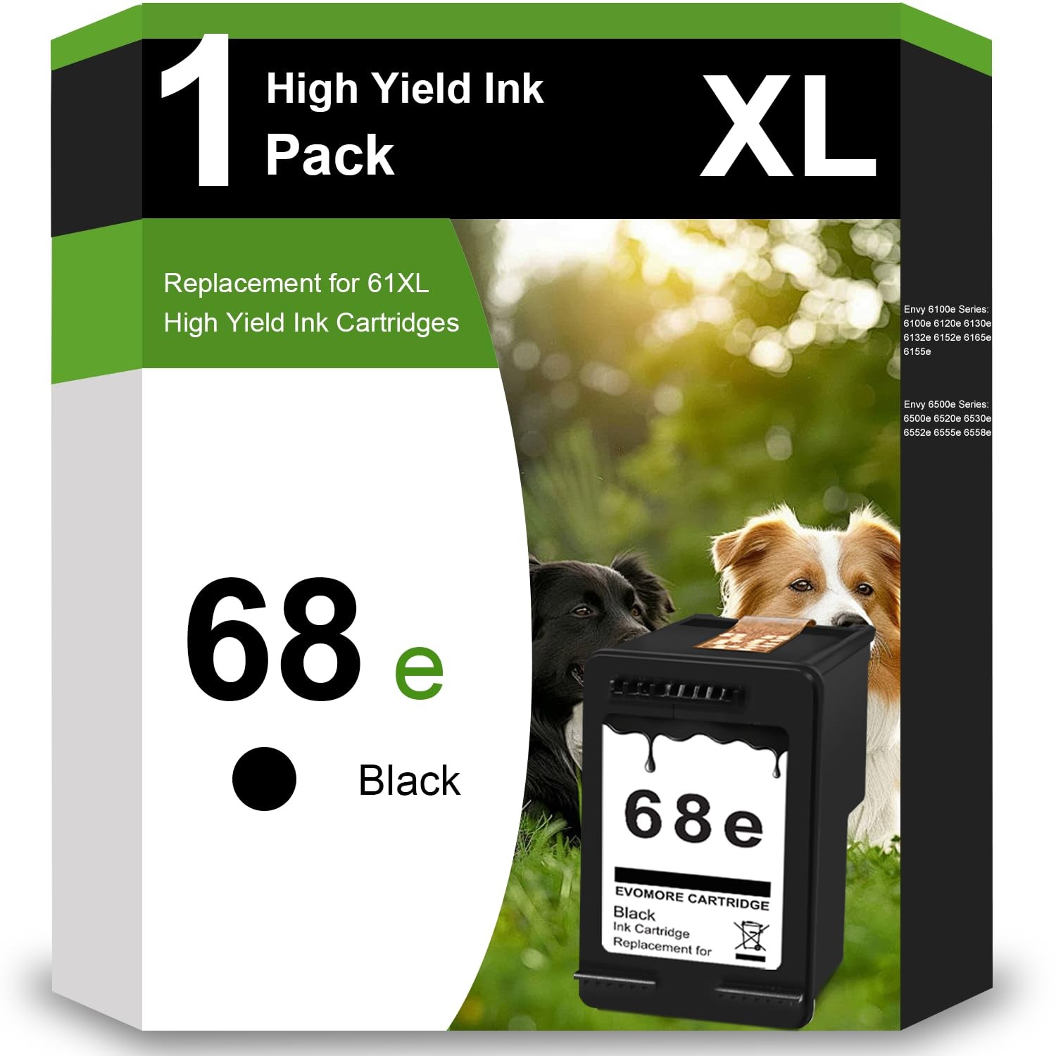 OULADUN 68 Black Ink Cartridge High Yield Replacement for HP 68xl Black Ink Comp