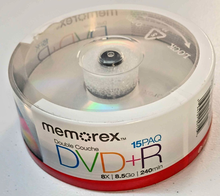 MEMOREX DVD+R 8 X 8.5GB 240 Mins 15 Pack Blank DVDs RW Dual Layer Sealed New