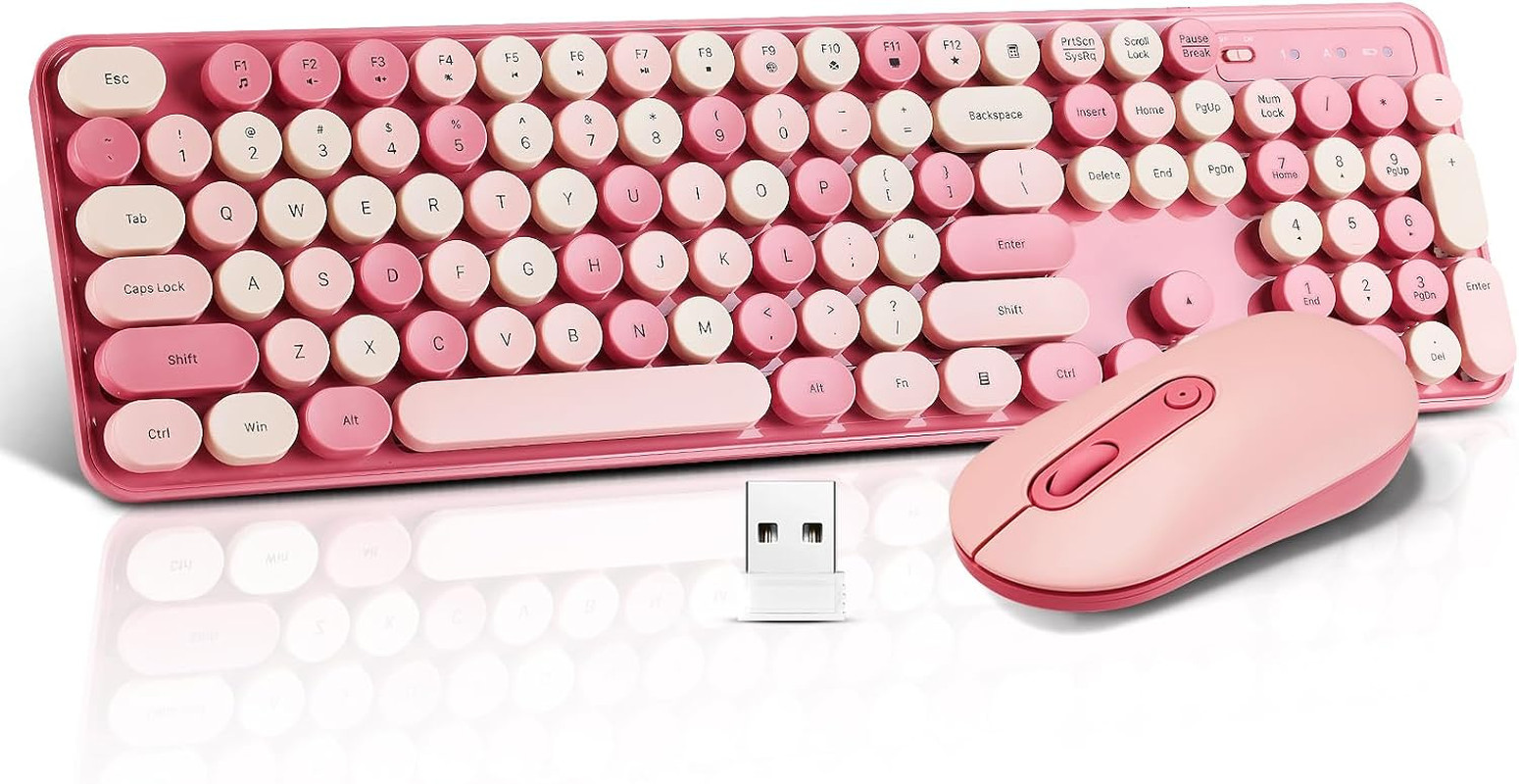 Wireless Keyboard and Mouse Combo, Full Size Compact Quiet Wireless Keyboard