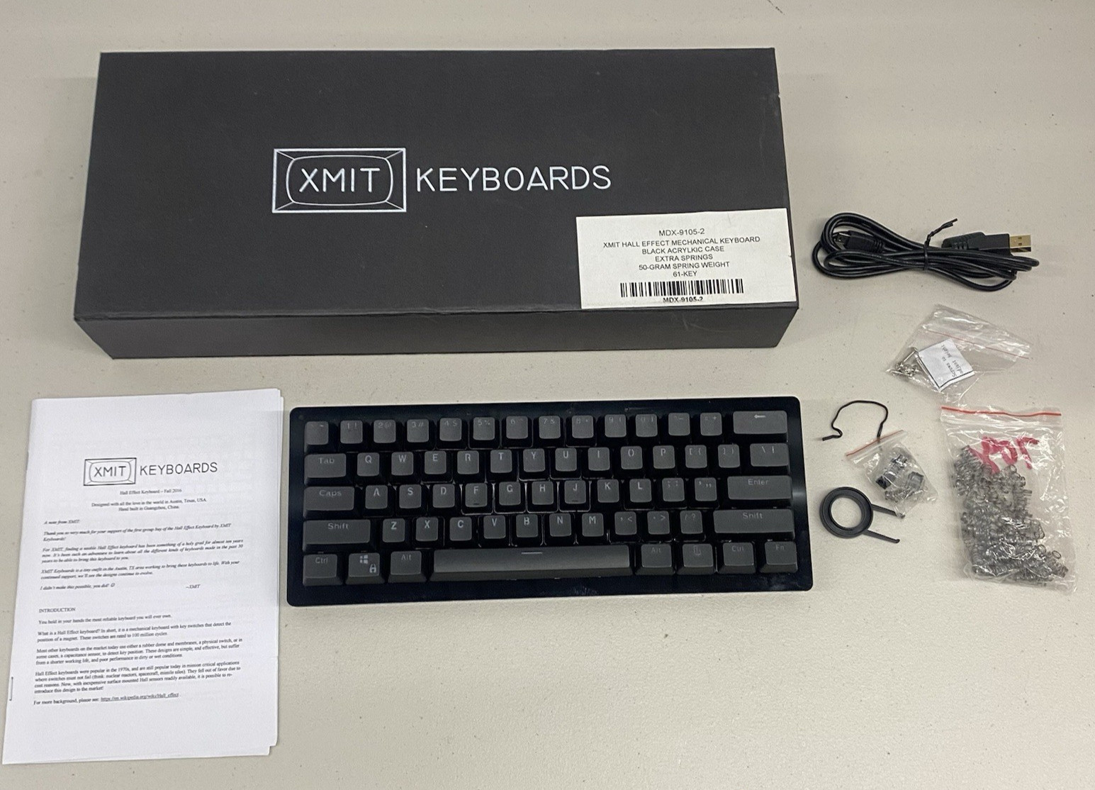XMIT Hall Effect Mechanical 61-Key Keyboard MDX-9105-2 USED WORKING