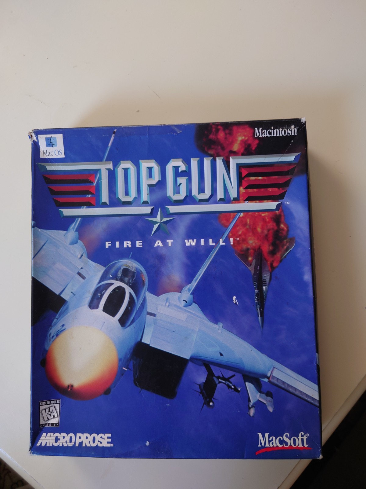 Top Gun - Fire At Will For Macintosh (Macsoft) By Micro Prose with Big Box