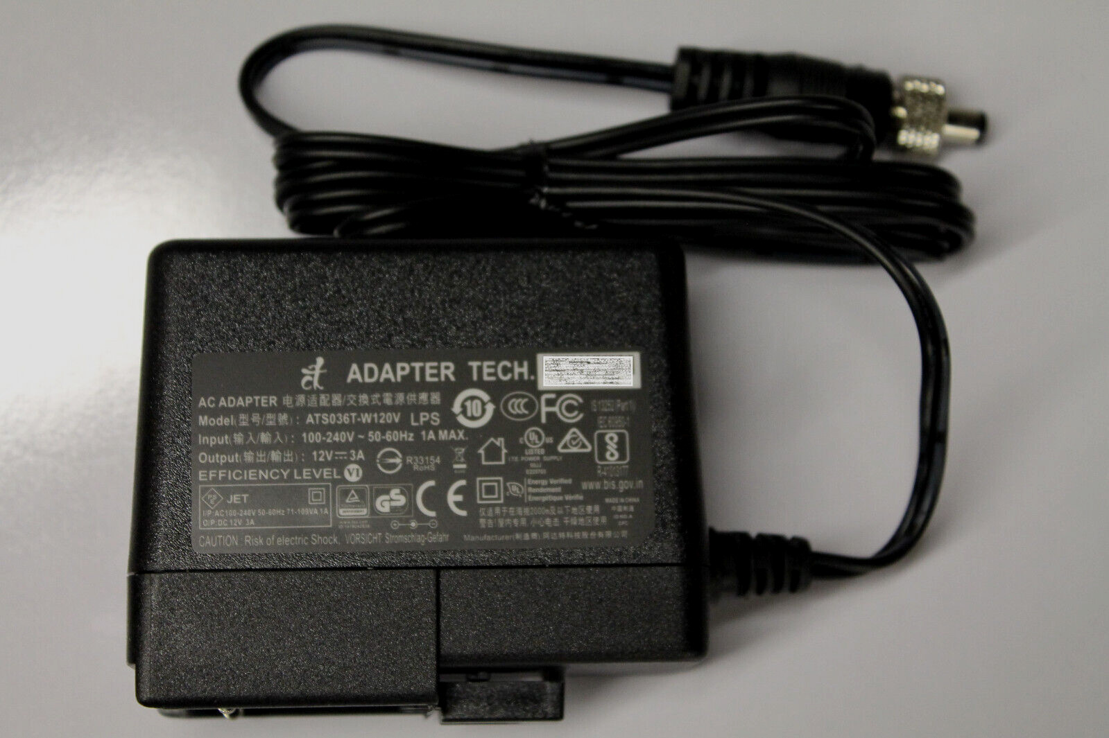 AdapterTech ATS036T-W120V 36W AC-DC output 12V Screw Lock Wall Charger