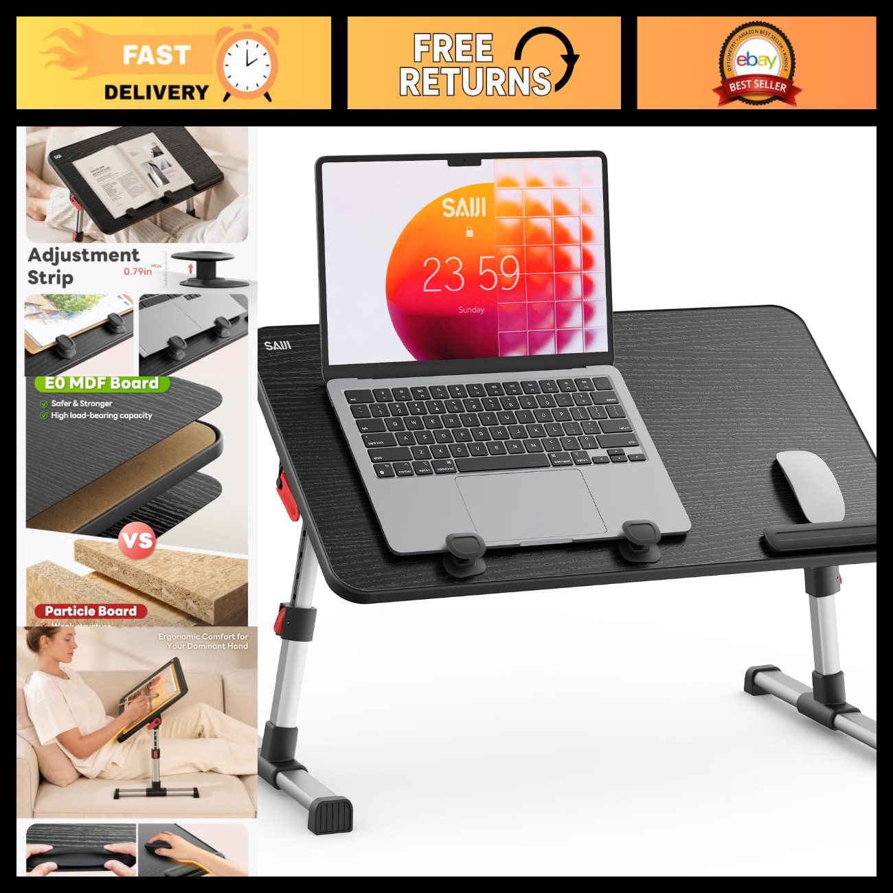 Adjustable Laptop Desk Table, Portable Lap Desk Stand for Home & Office Use