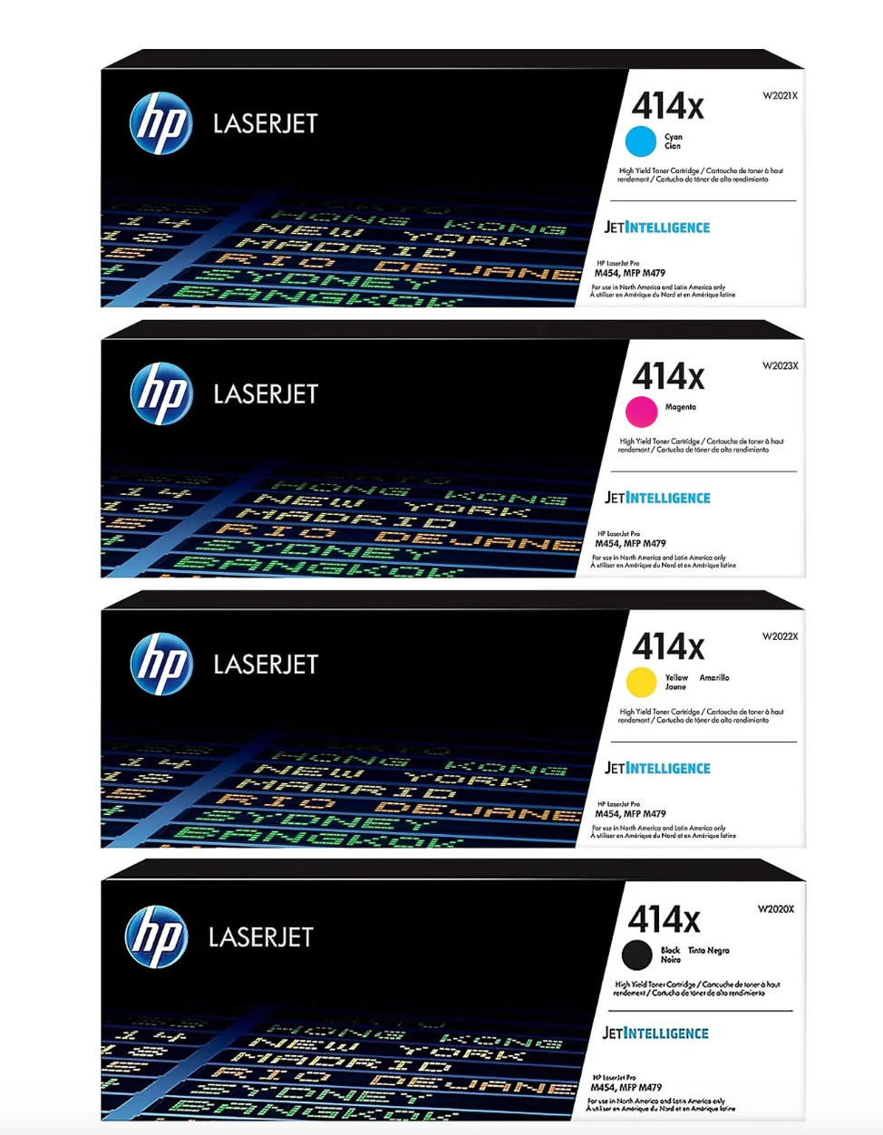HP 414X High Yield Toner Full Set BK W2020X /C/M/Y - Genuine - Same Day Shipping