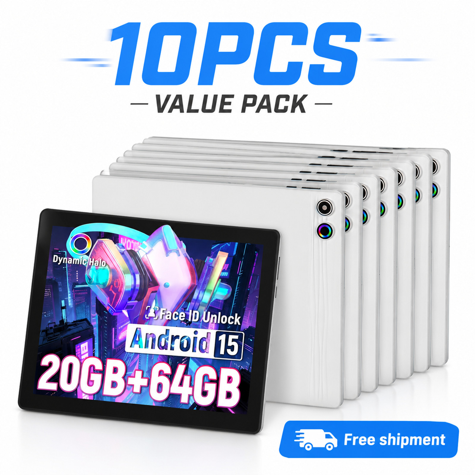 10Pack Tablet android PAD 10.1" IPS 20GB+64GB Wifi 5G Bluetooth Widevine L1 Whit