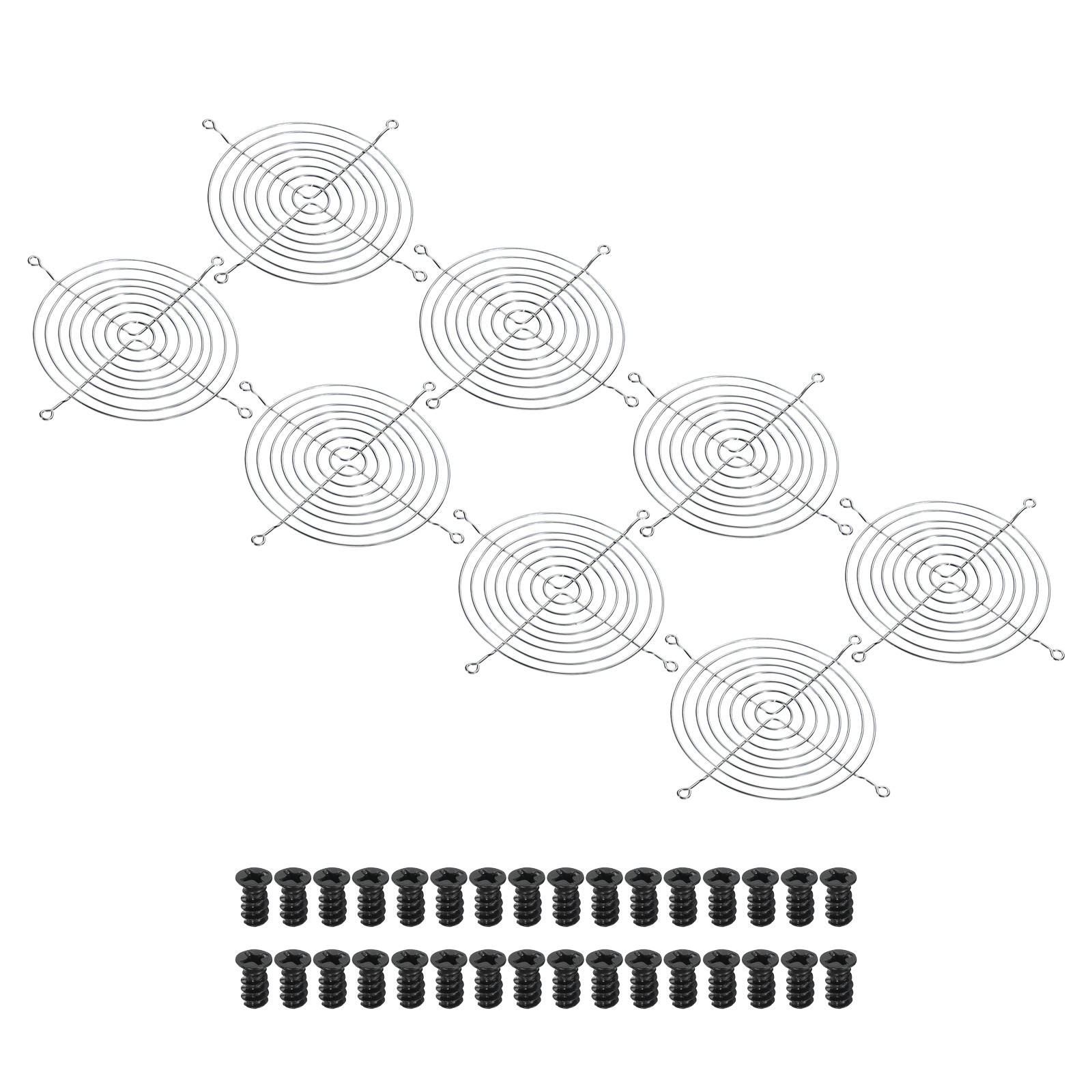 140mm Fan Finger Grill, 8 Pack Metal Grill Protector Guard with Screw, Silver