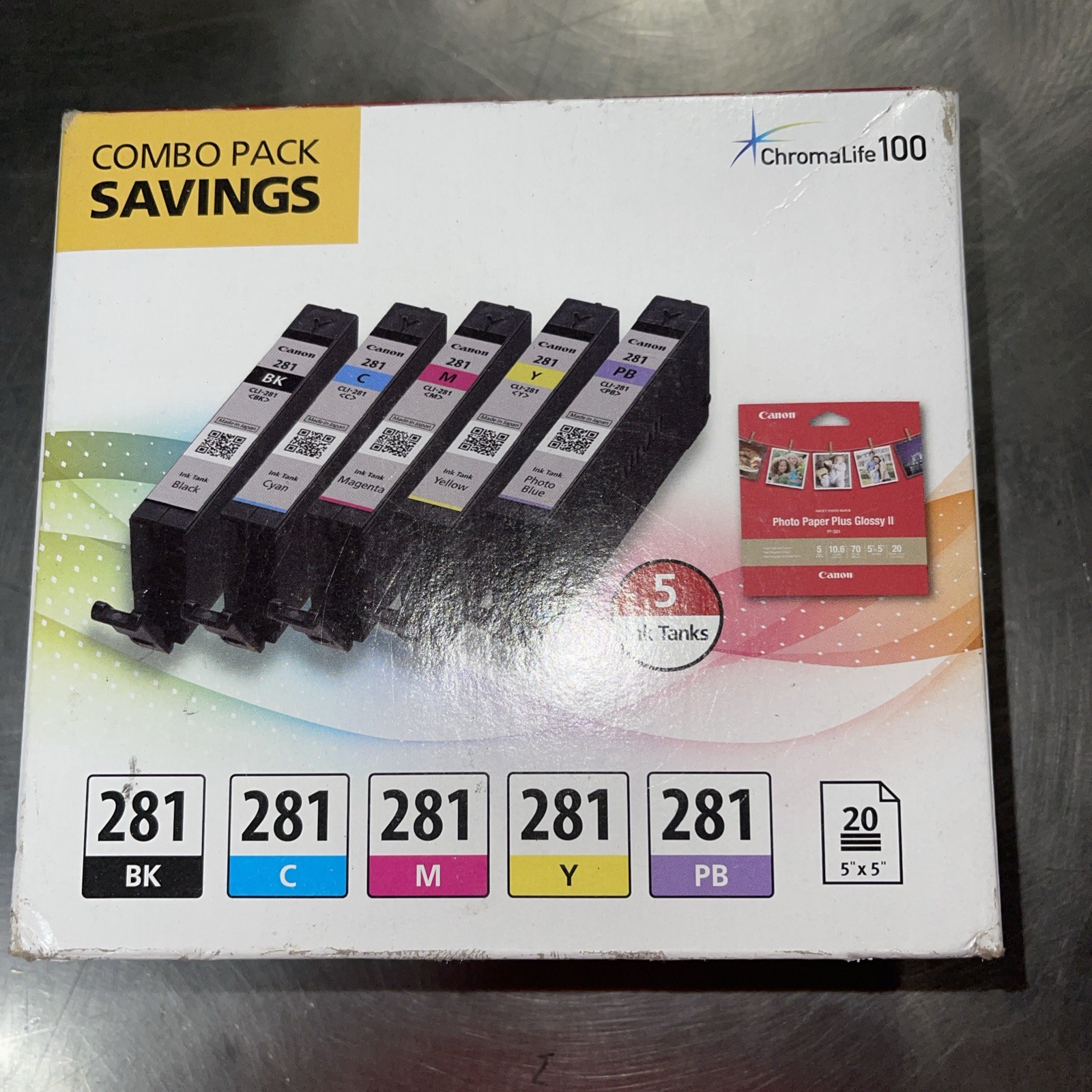 NEW 5 PK Canon 281 ChromaLife 100 Combo Savings Pack For Pixma TS9120 TS8120