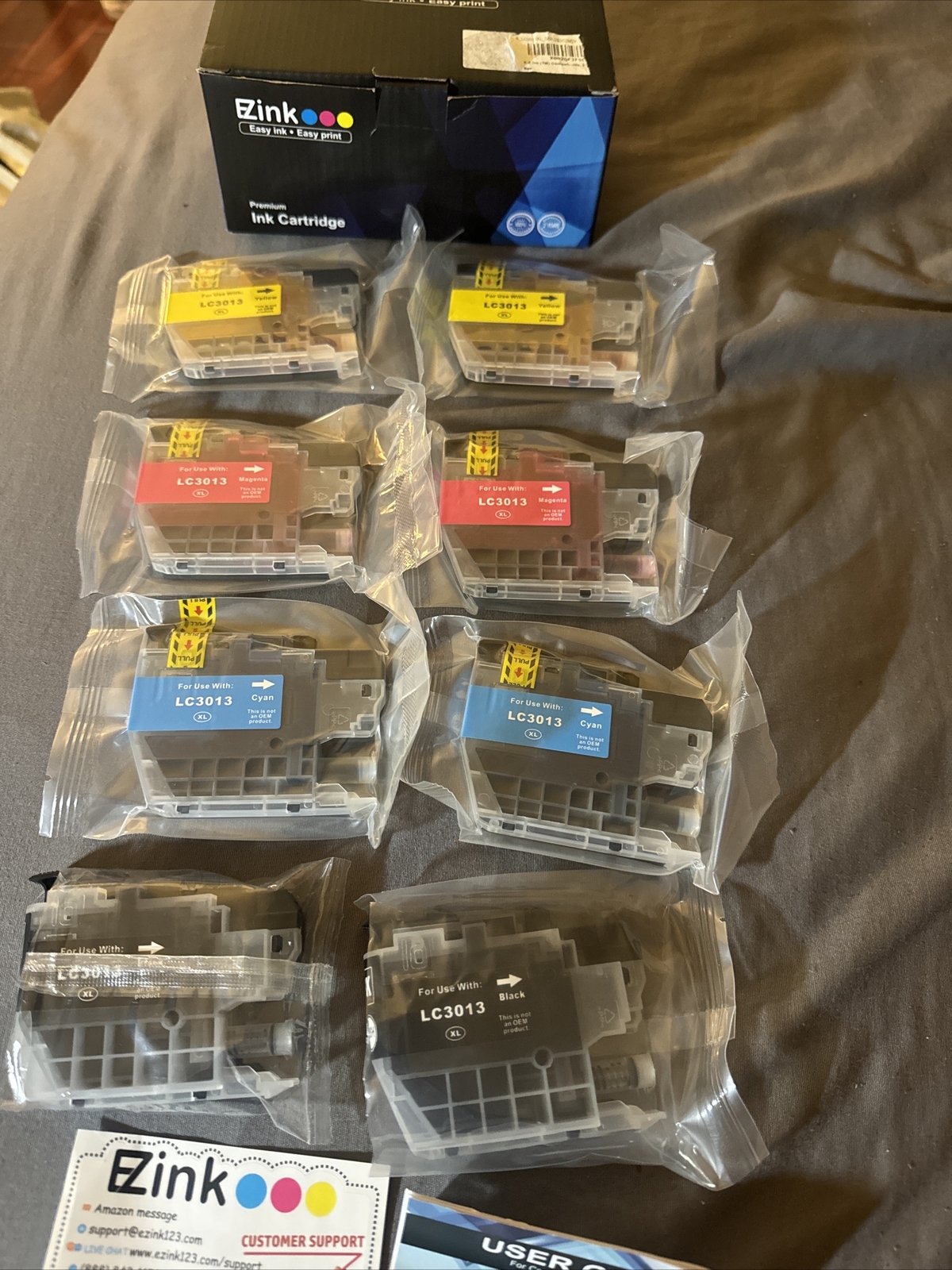 EZINK cartridges LC3013XL 2 CYAN 2 MAGENTA 2 BLACK 2 Yellow Open Box 8 Pack