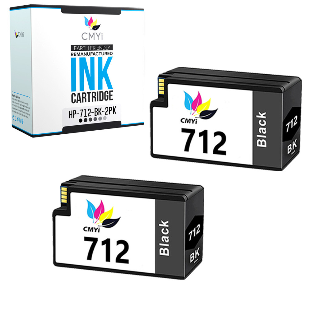 2PK Compatible HP 712 Black Ink Cartridge for DesignJet T210 T230 T250 T630 T650