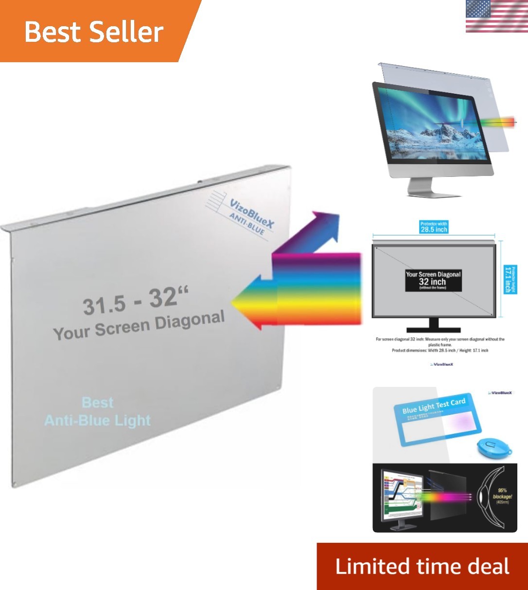 Eye Comfort 31.5-32 Inch Blue Light Blocking Screen Protector - Easy Install
