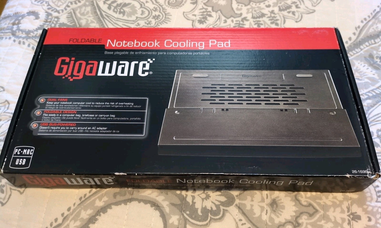 Gigaware Foldable Notebook COOLING PAD with Dual Fans PC or Mac USB Powered NEW