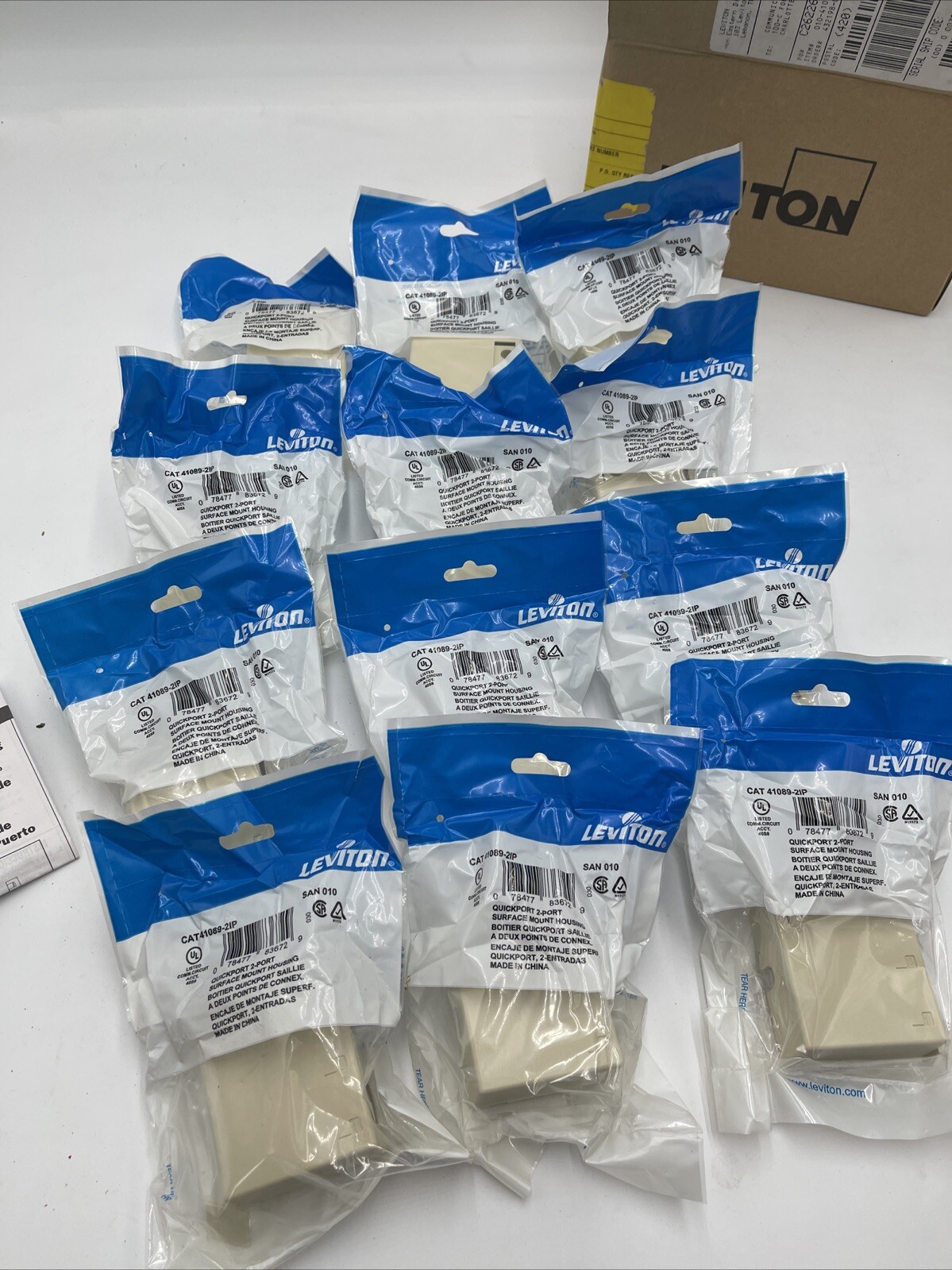 12  Leviton 41089-2IP Surface-Mount QuickPort Box  2-Port Ivory