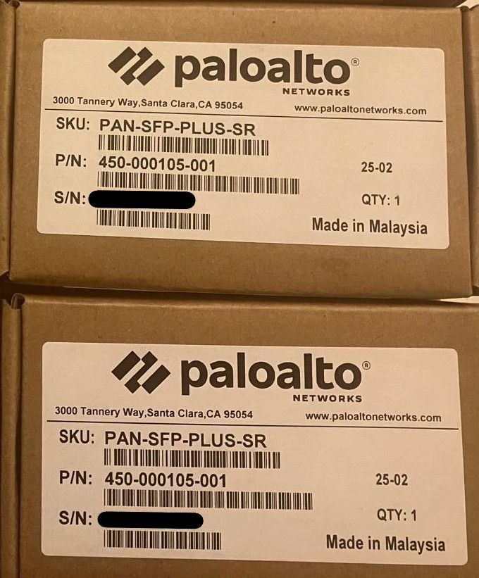 Brand New PaloAlto PAN-SFP-PLUS-SR 10G SFP+ SR 300m OM3 MMF LC Module (IN STOCK)