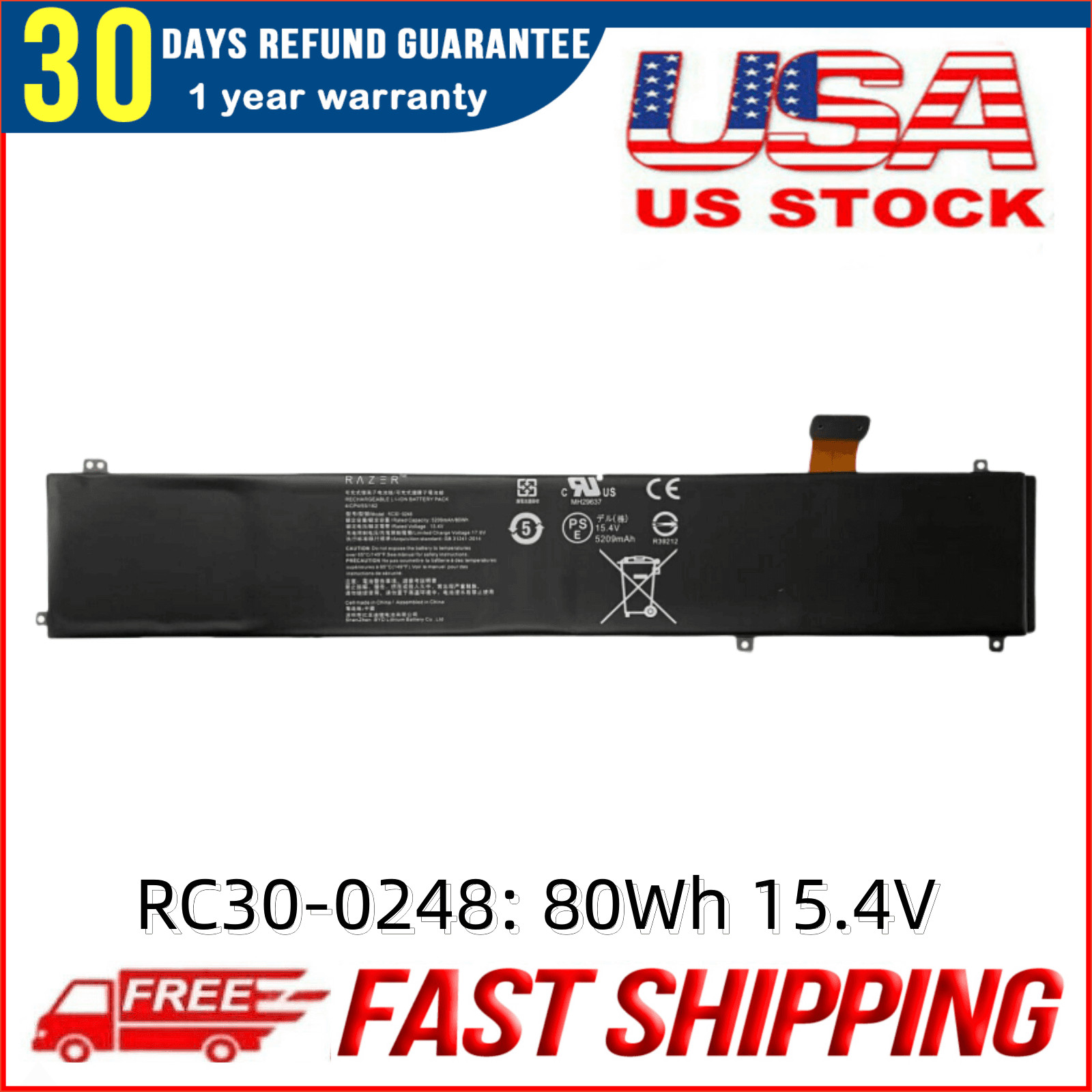 New Genuine RC30-0248 battery for Razer Blade 15 Advanced 2019 2018 RZ09-02385