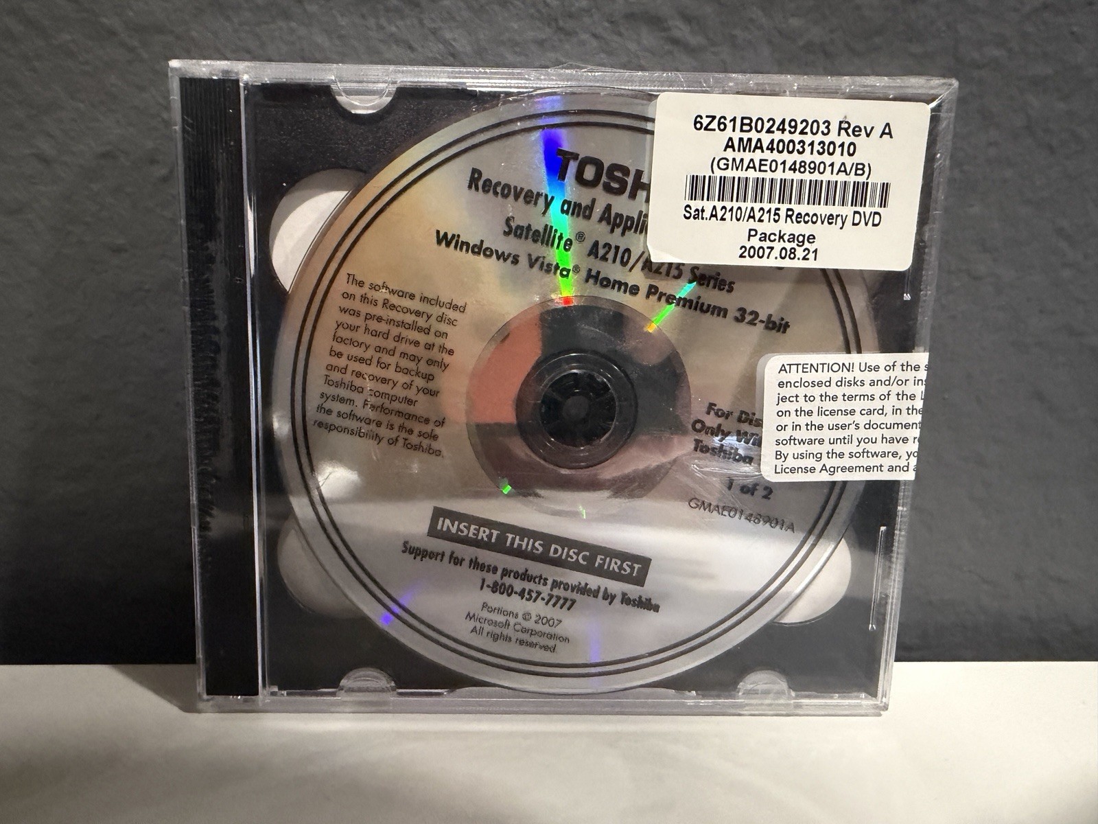 New Sealed Toshiba Satellite A210 Series Recovery and Application