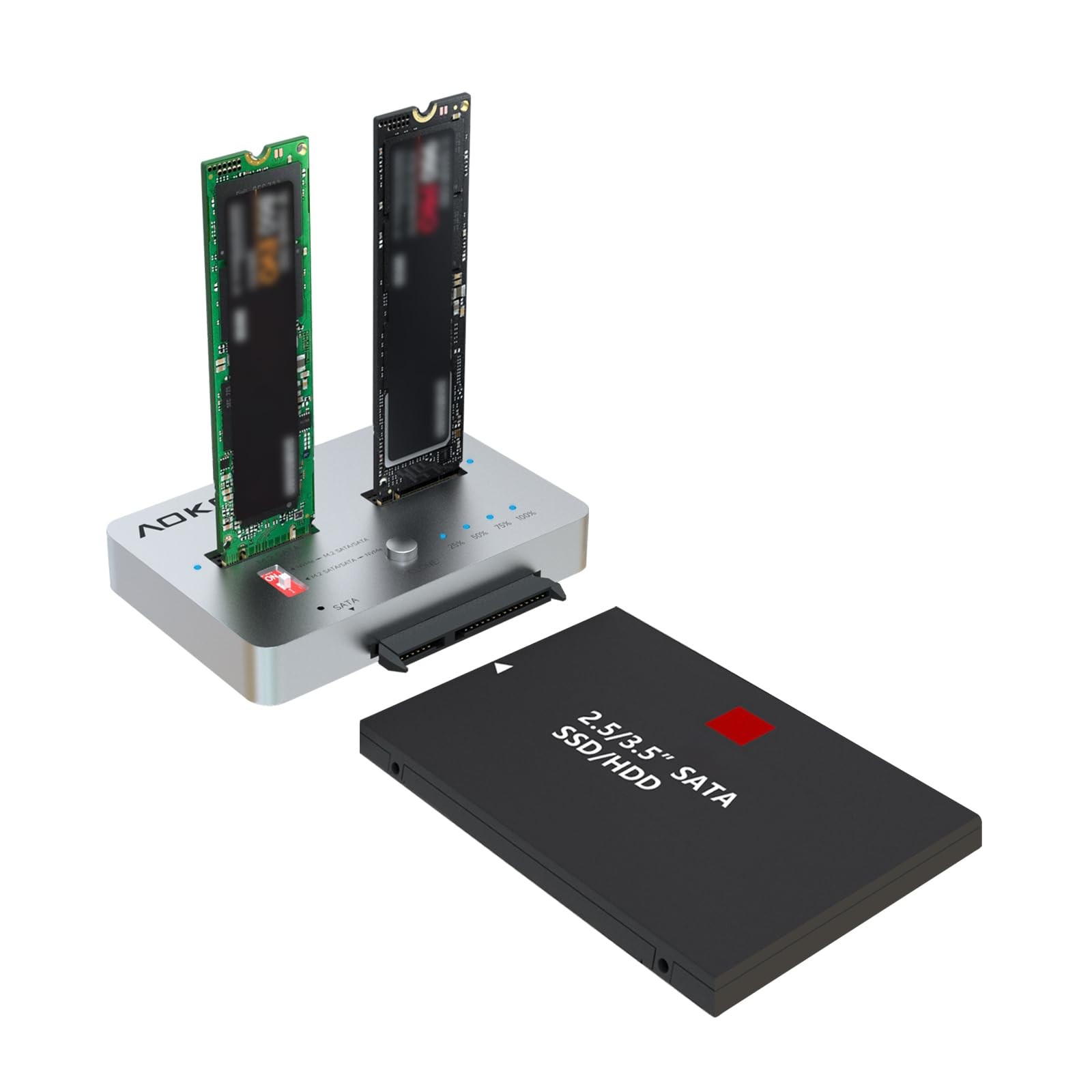 AOKO M.2 Duplicator NVMe to SATA Clone Docking Station with 2.5 /3.5 SATA A