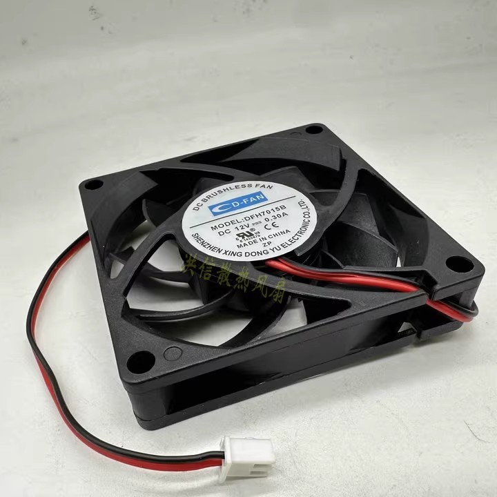 CD-FAN DFH7015B DC12V 0.30A 7CM 2-Wire Cooling Fan