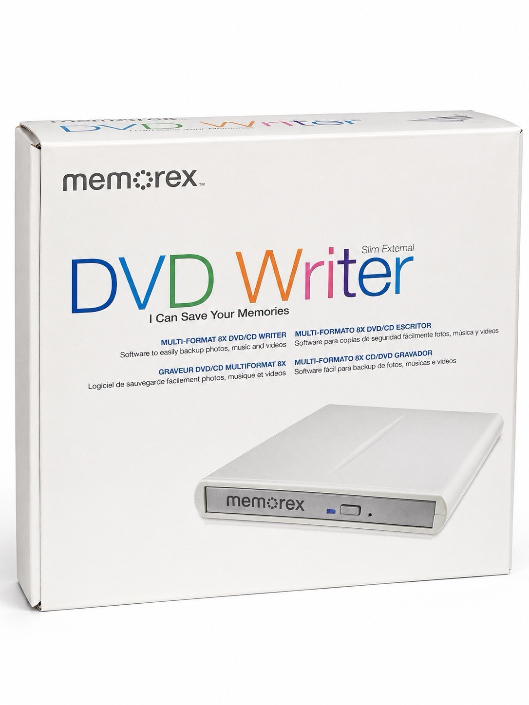 Memorex Slim External DVD CD Writer 8X USB 2.0 Drive Burner NEW Sealed