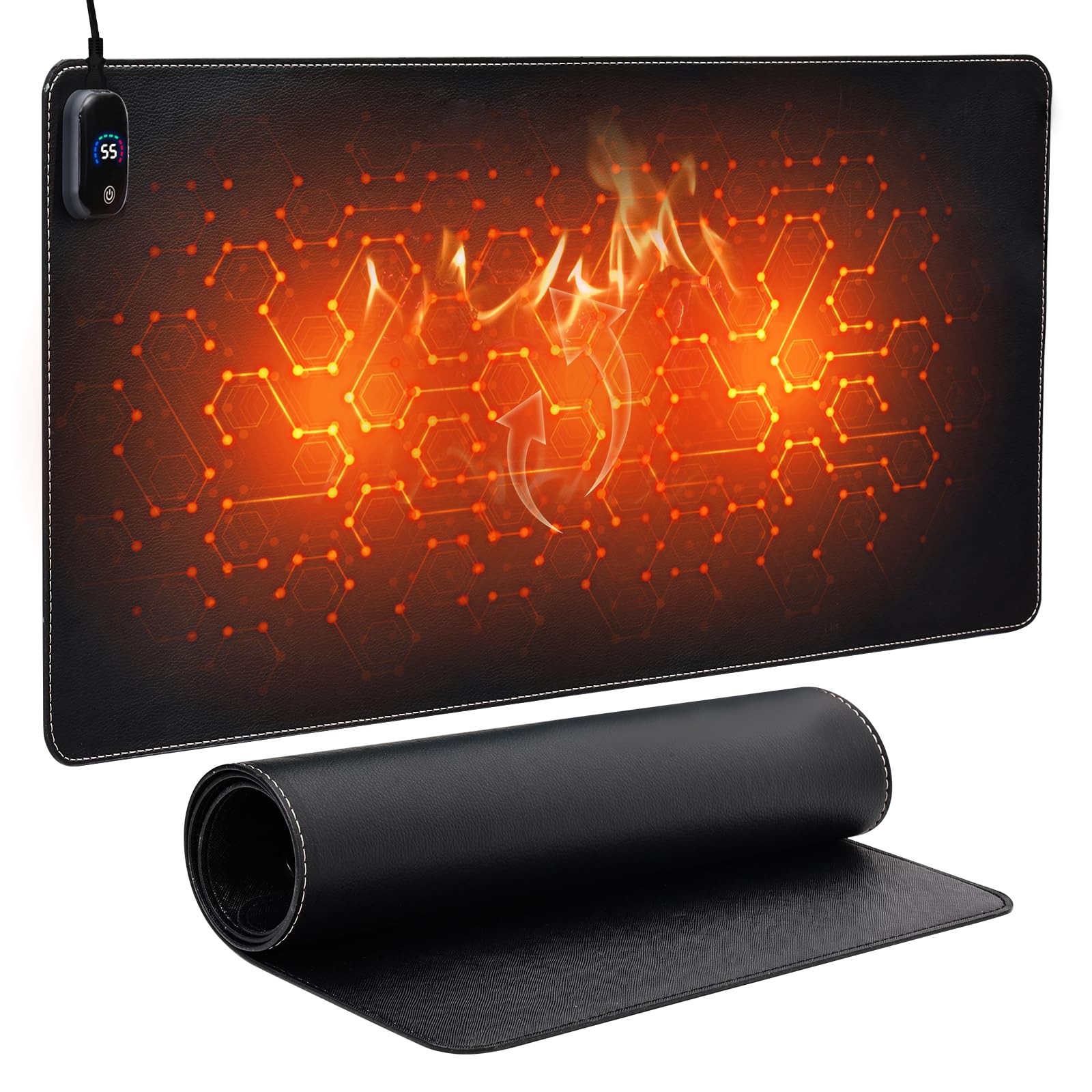 Heated Mouse Pad,Warm Desk Pad with 3 Levels Heating & Timed Auto ShutOff,PU ...