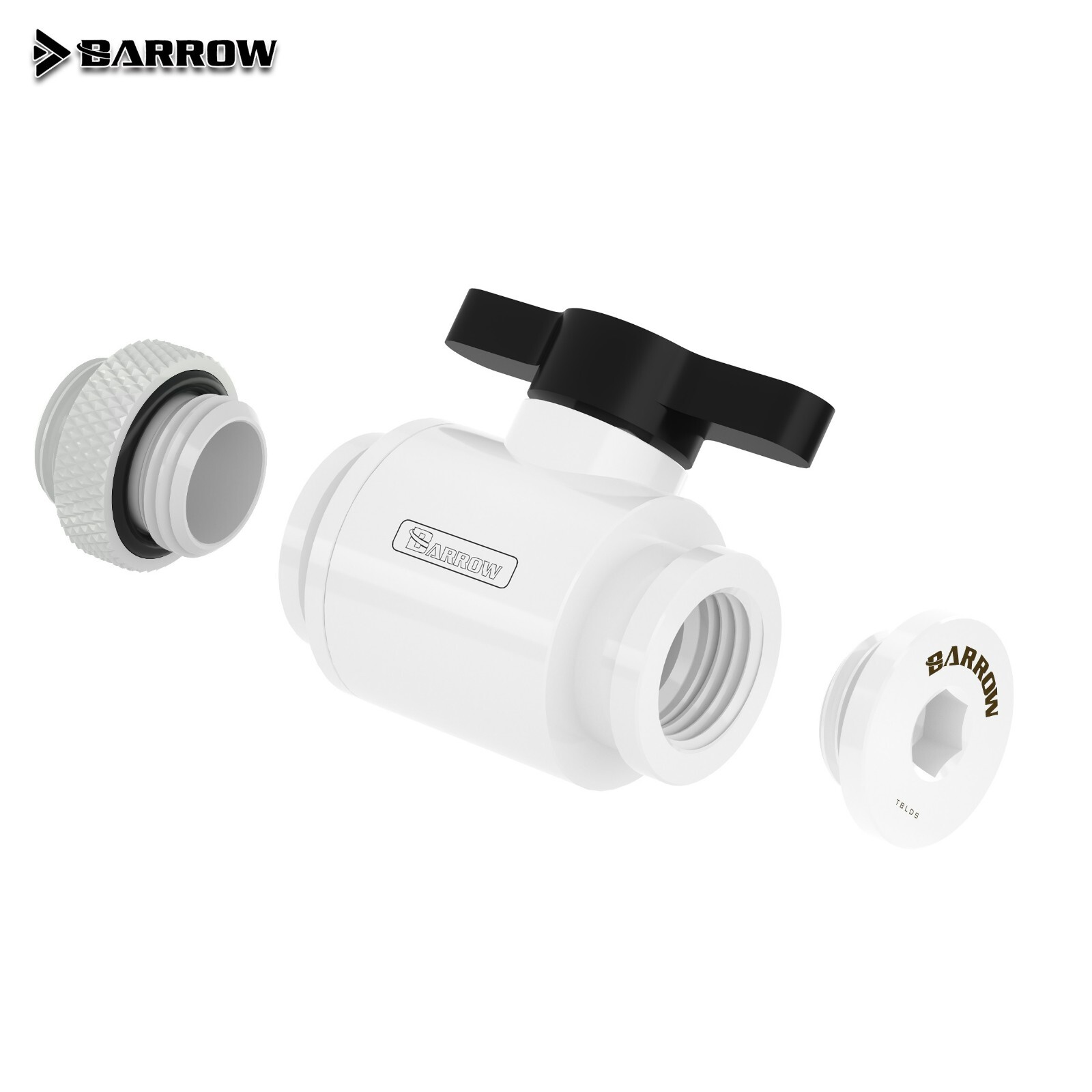 Barrow G1/4" Mini Water Valve Drain Valve + Male to Male Fitting Stop Plug White