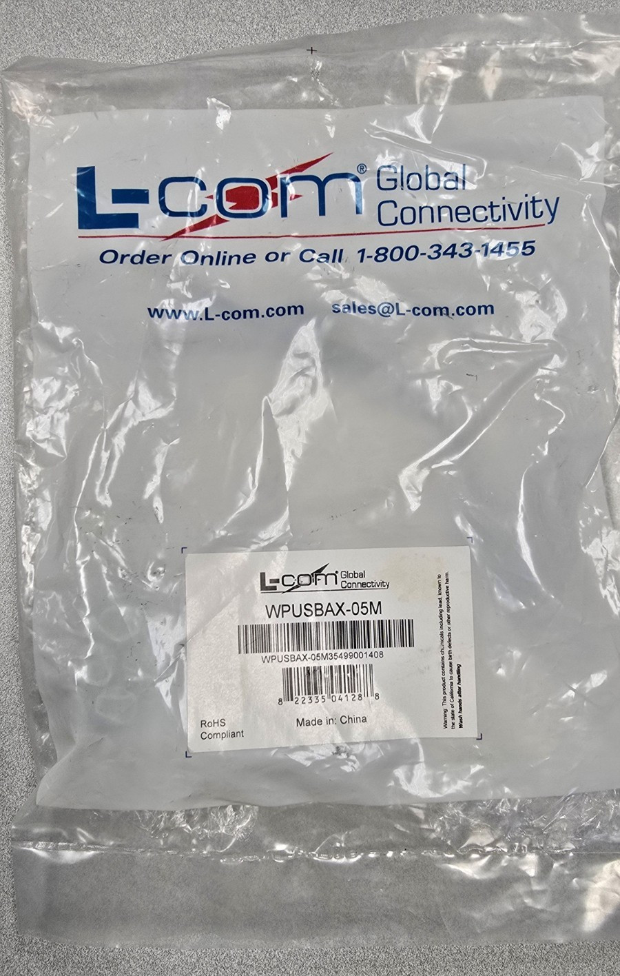 L-COM WPUSBAX-05M - USB Cable, Waterproof Panel Mount Type A Female