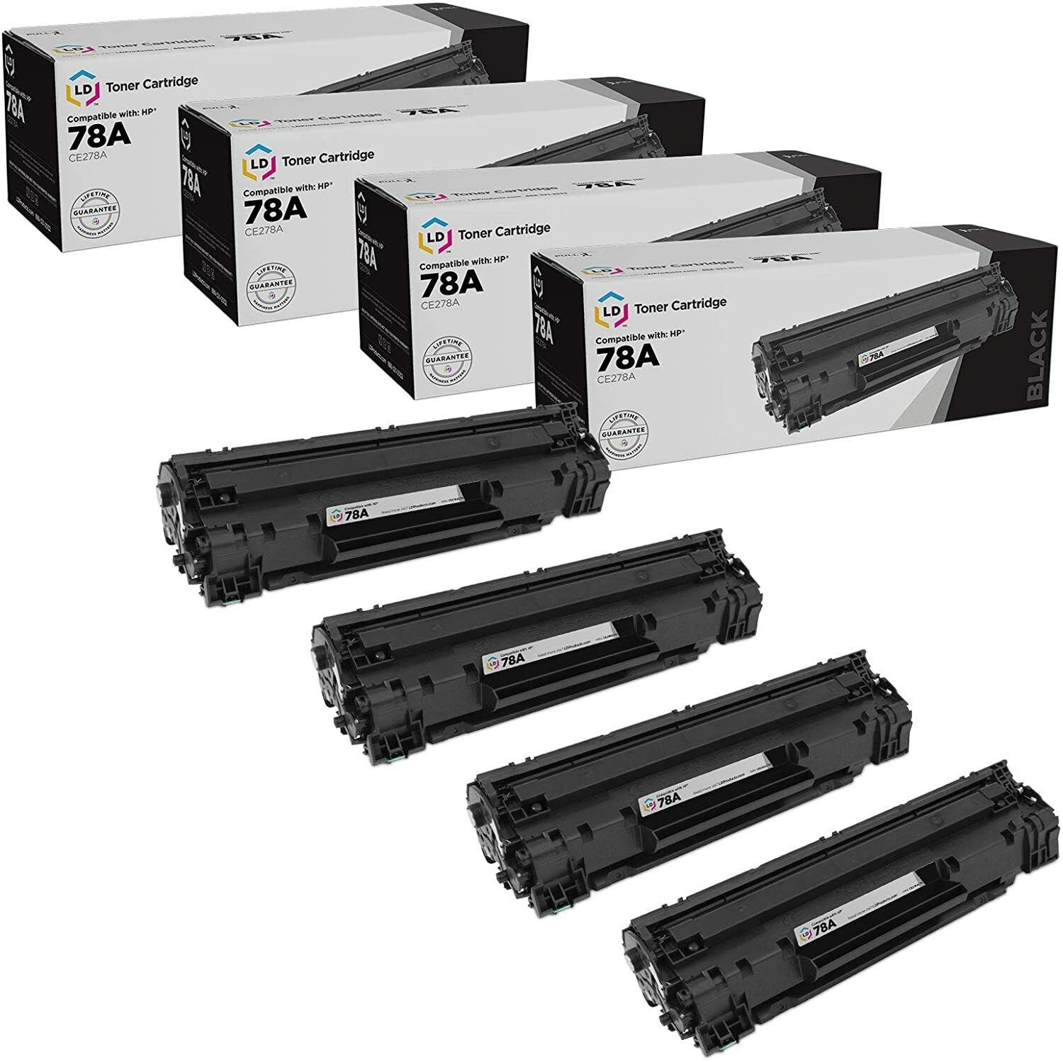 LD 4pk Comp Black Laser Toner for HP CE278A 78A LaserJet M1539dnf M1536dnf 278