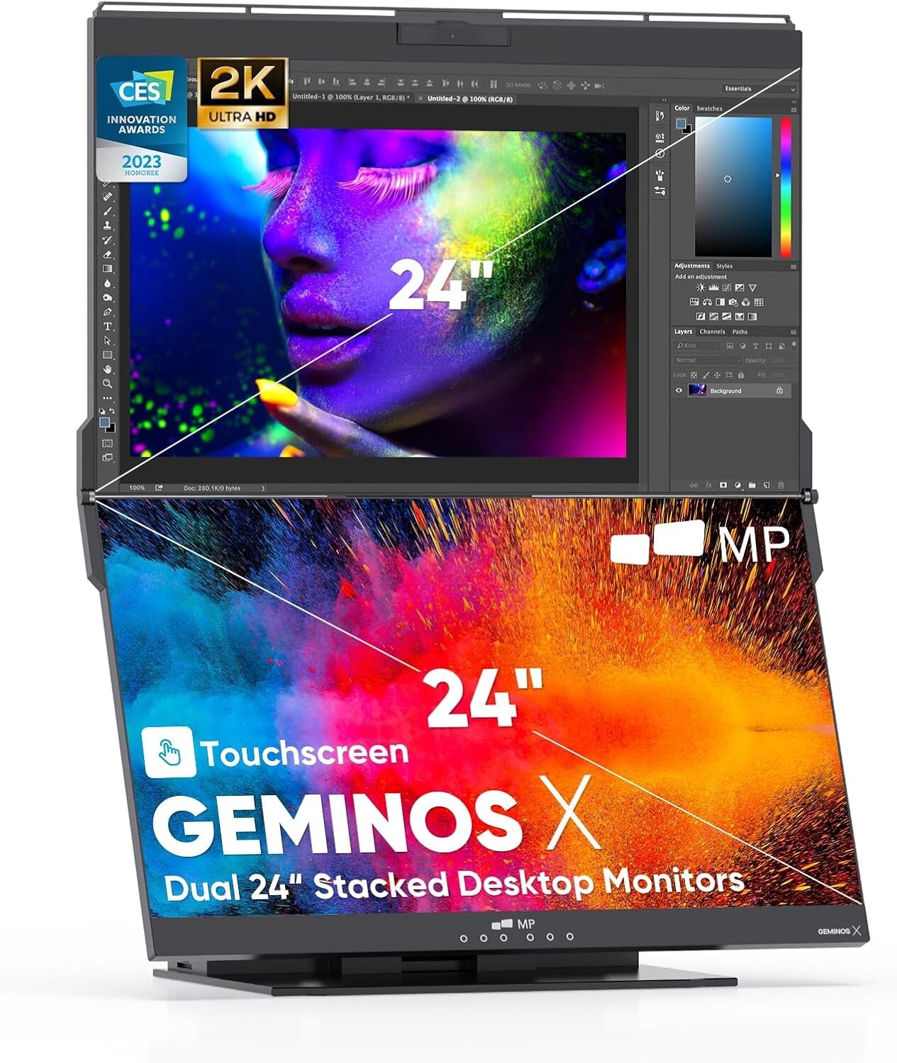 Mobile Pixels Geminos X Dual 24" Stacked Computer Monitor (116-1001P02)