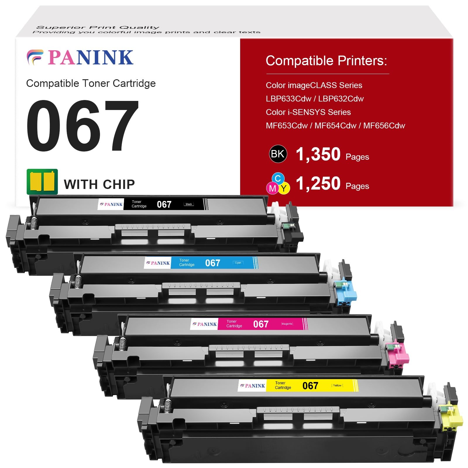 PANINK 067 067H Toner Cartridge Set for Canon MF656Cdw LBP632Cdw LBP633Cdw