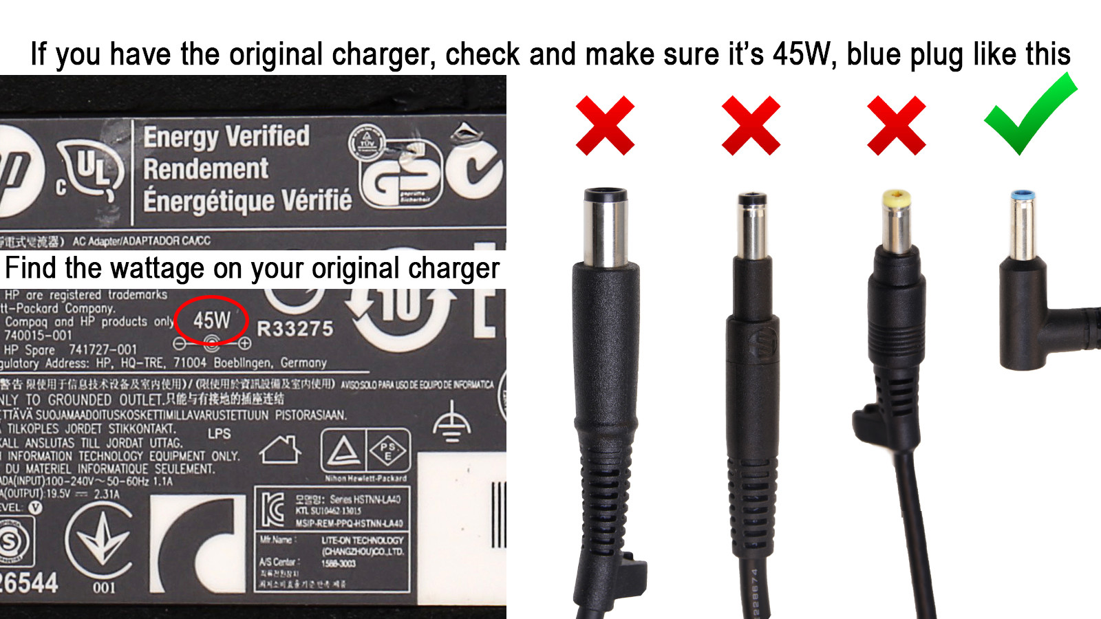 Original HP Charger for 15-bs020cy 15-bs020la 15-bs020nr 15-bs020nr 15-bs020wm