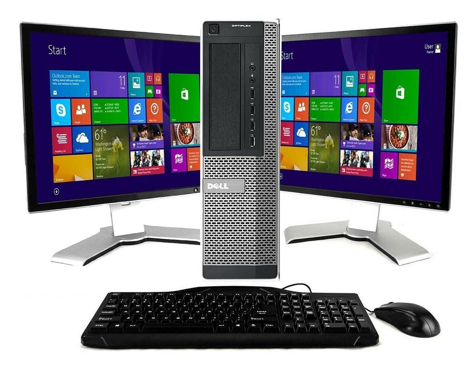 Dell Desktop PC Computer Core i3 8GB DUAL 22" LCD Monitor WiFi Windows 7 Pro