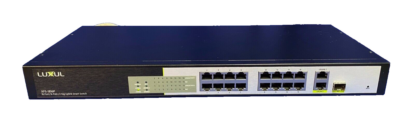 Luxul XFS-1816P, 18-Port Network Switch-2-Gig-16-ports of PoE+ - PreOwned