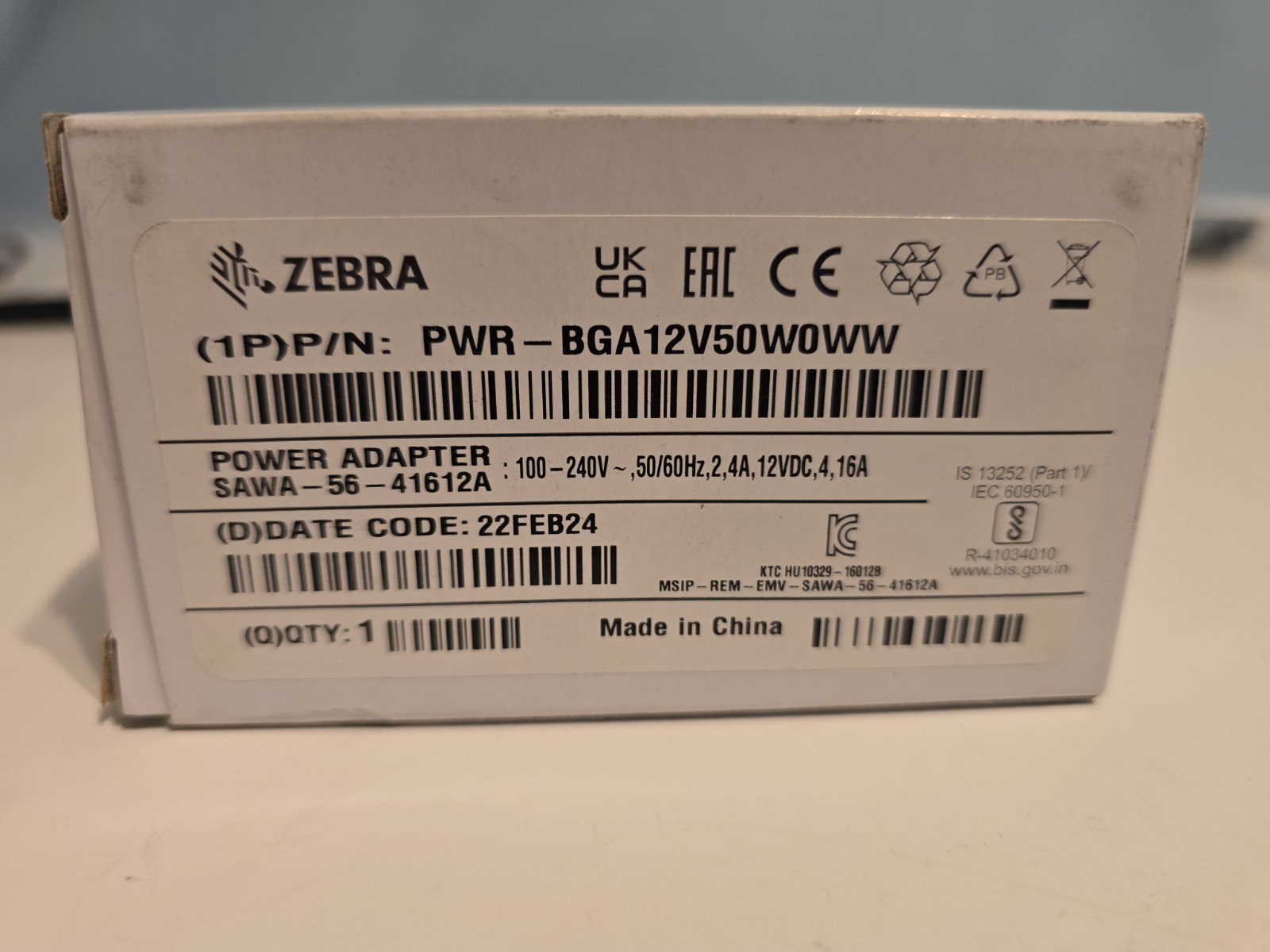 Zebra SAWA-56-41612A Power Supply 50W 12V 4.16A PWR-8GA12V50W0WW Brand NEW