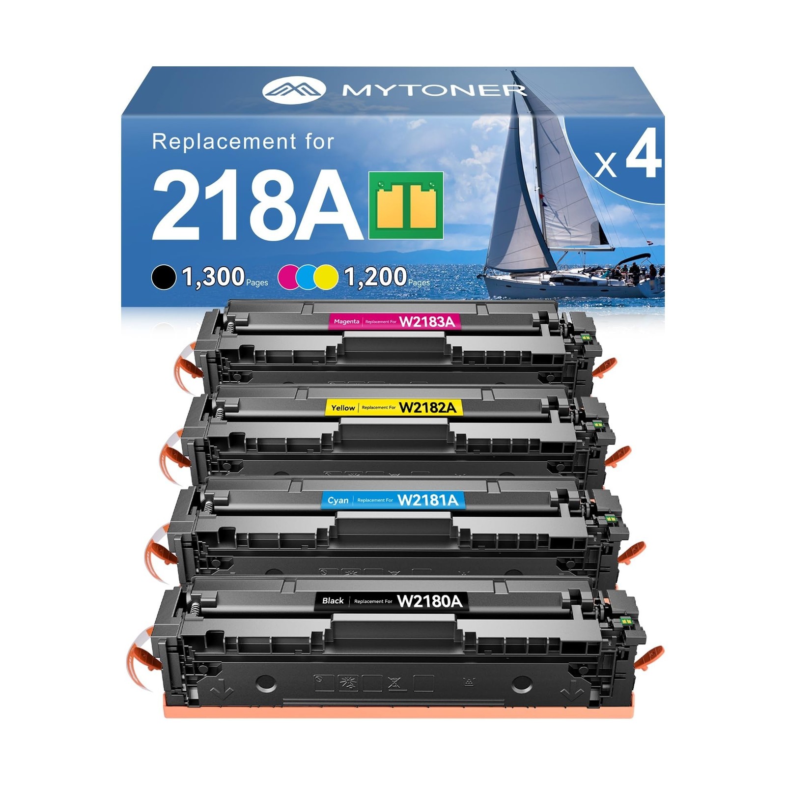 MYTONER 218A Toner Cartridges 4 Pack 3301fdw [with Chip] Compatible Replaceme...