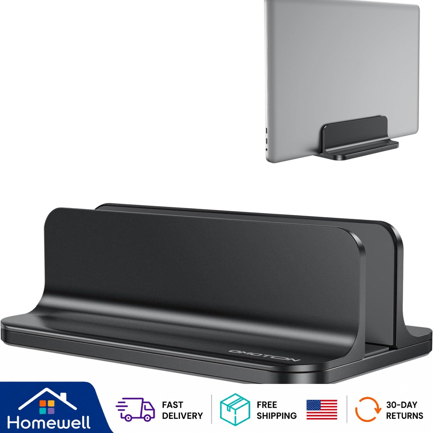 Sturdy Vertical Laptop Dock with Protective Mat - Fits Most Laptops Up to 17.3