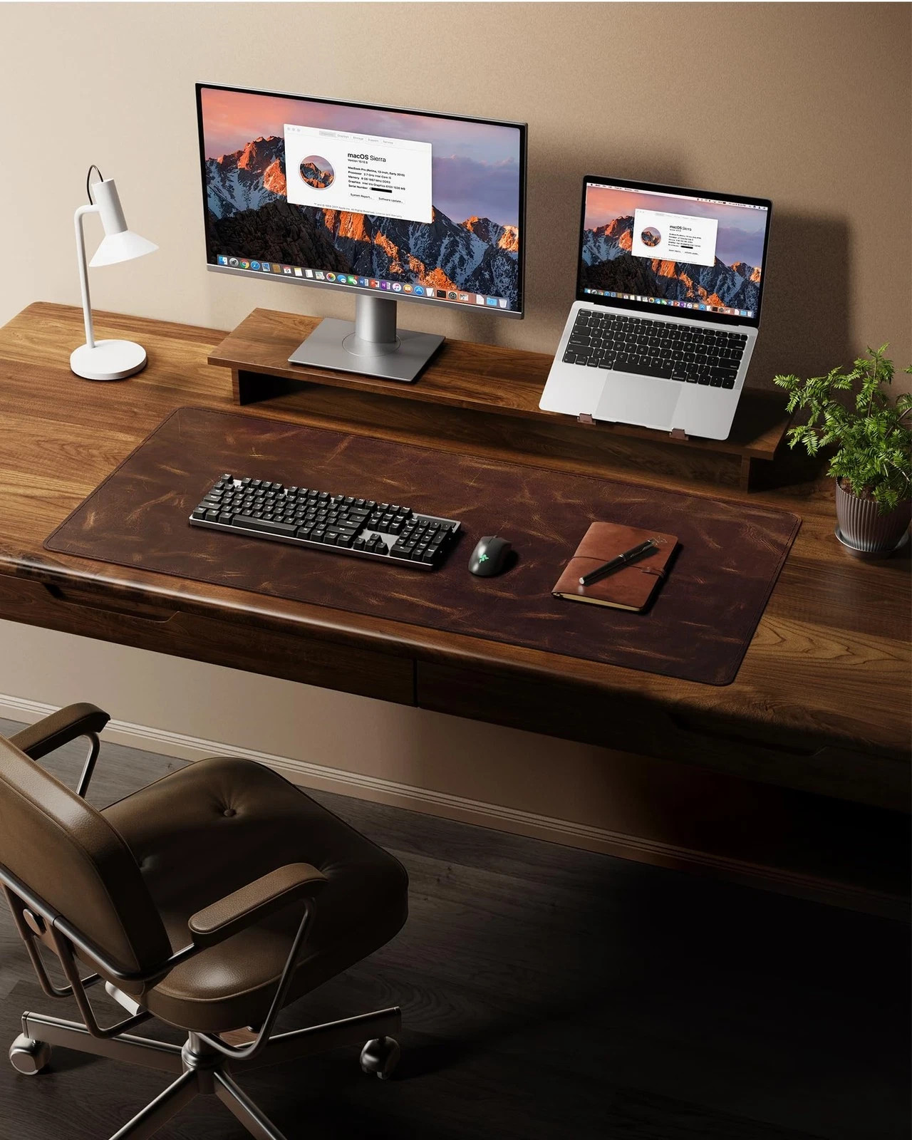 Handmade Genuine Leather Desk Pad Mat Blotter Custom Laptop pad Brown
