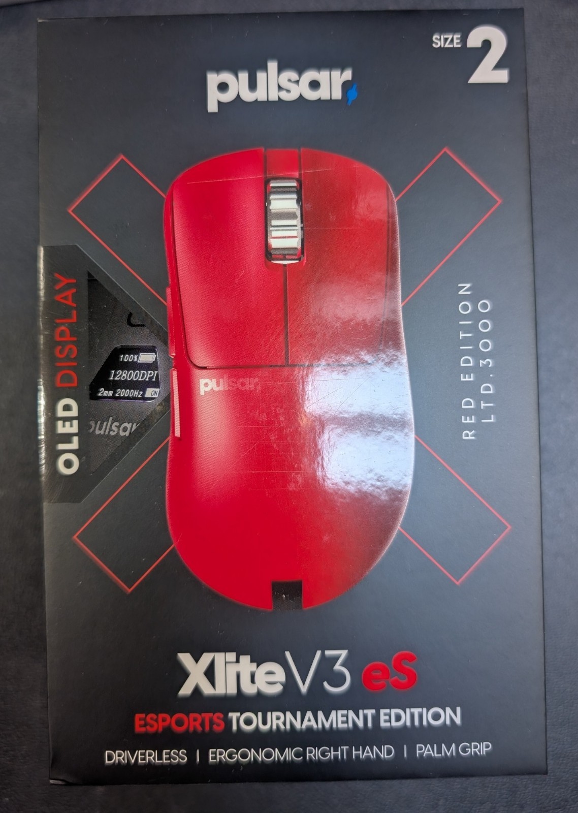 Pulsar Xlite V3 eSports Gaming Mouse Limited Edition Size 2 PXV3ES23 Red NSIB