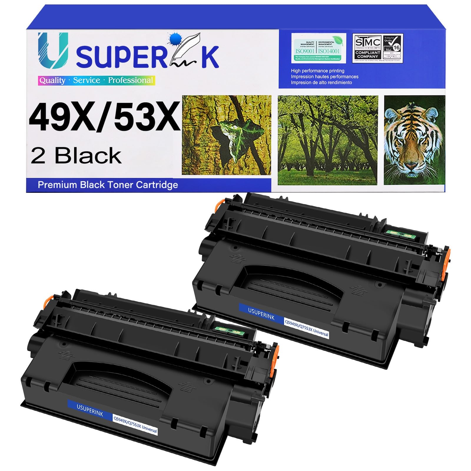 Q5949X Q7553X Compatible Toner Cartridge Replacement for 2, black