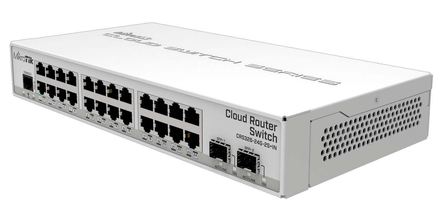 MikroTik New Cloud Router Switch CRS326-24G-2S+IN, 24x Gigabit ports, 2x SFP+
