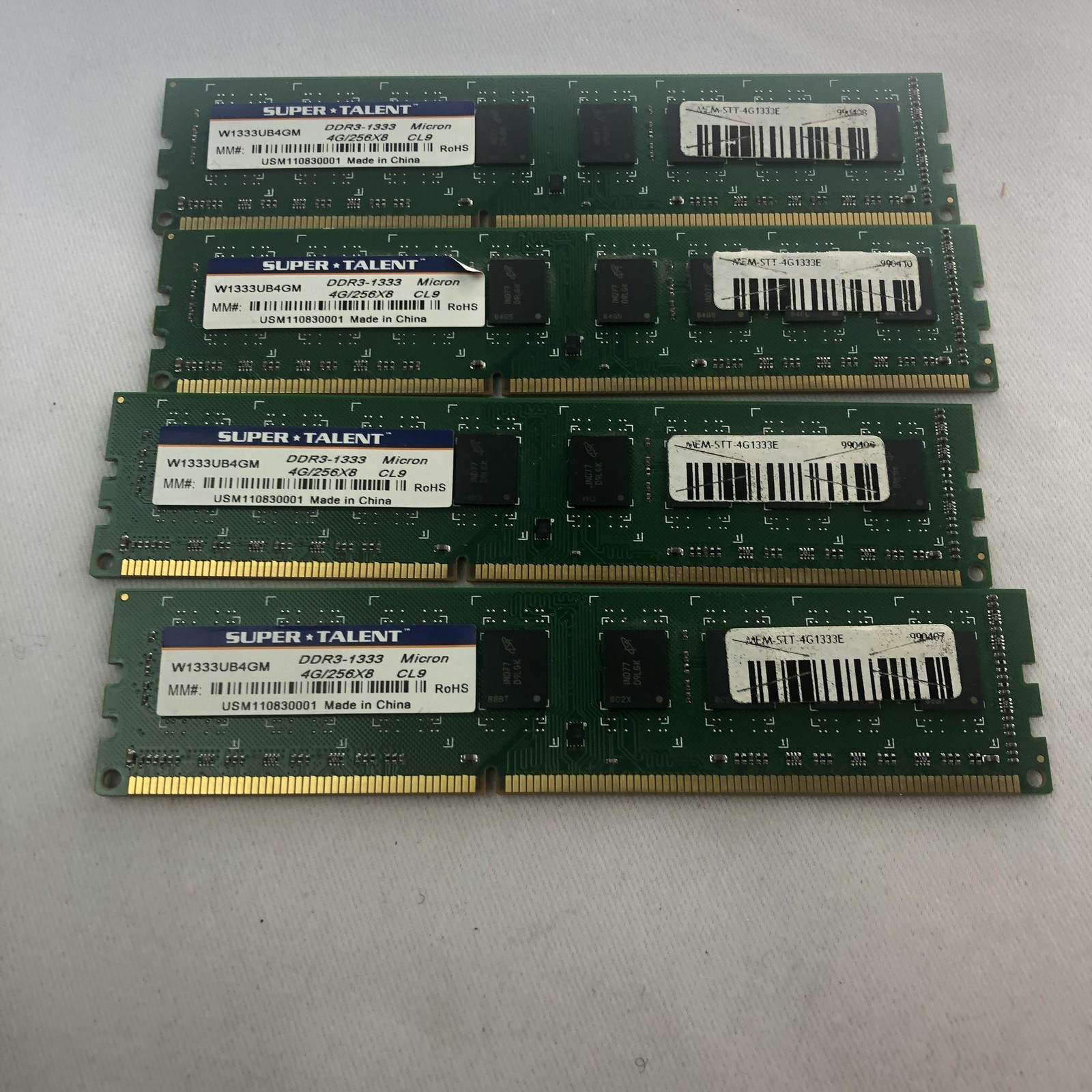 Super Talent DDR3-1333 16GB 4x4GB PC3-10600 UDIMM Desktop Memory Lot Of 4