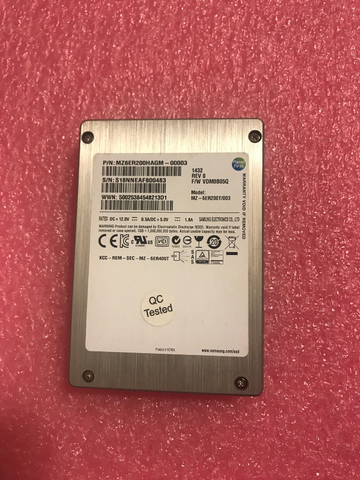 Samsung 200GB MZ6ER200HAGM-00003 SAS SSD 6Gbps 2.5" Hard Drive
